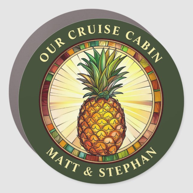 Cruise Pineapple Decor Door Personalized Magnet (Front)