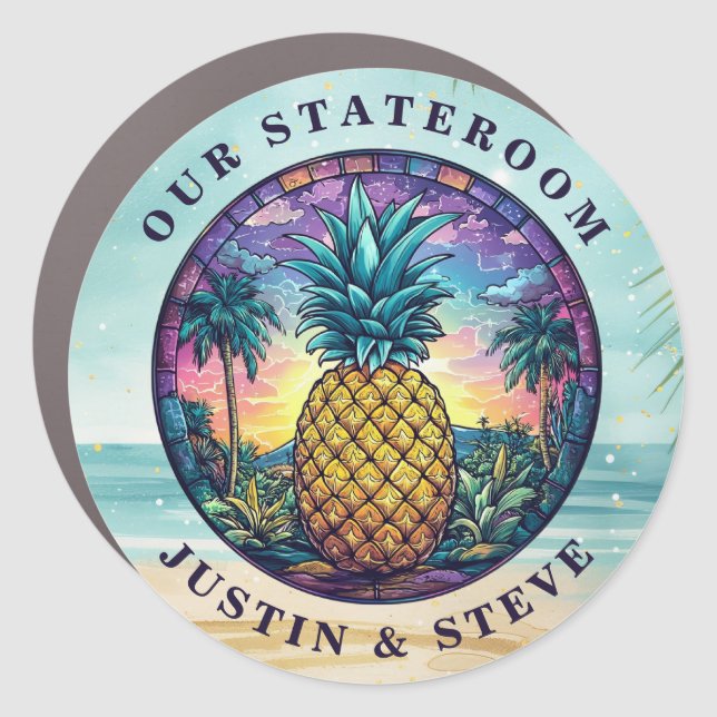 Cruise Pineapple Decor Door Personalized Magnet (Front)