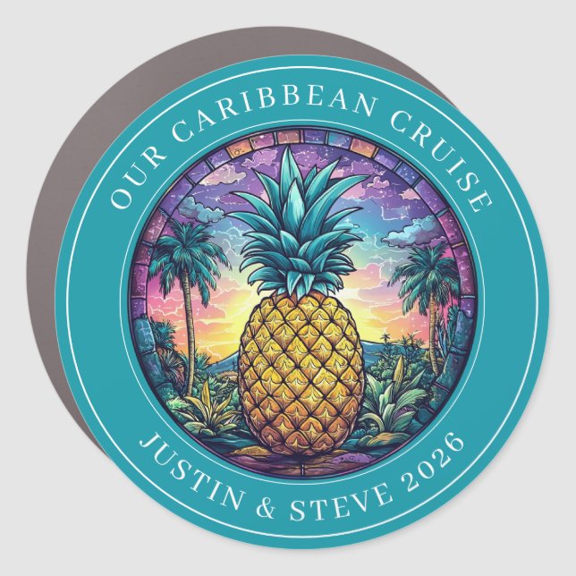 Cruise Pineapple Decor Door Personalized Magnet (Front)