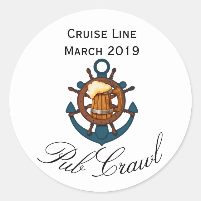 Cruise Pub Crawl Activitiy Day Drinking Classic Round Sticker (Front)