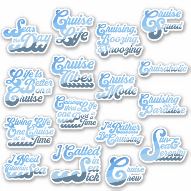 Cruise Sayings Sticker Sheet (Front)