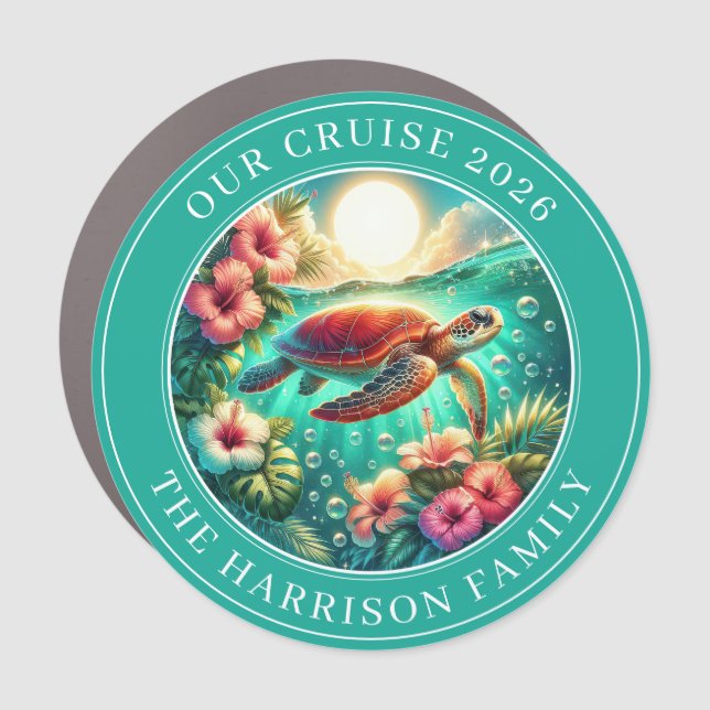 Cruise Sea Turtle Decor Door Personalized Magnet (Front)