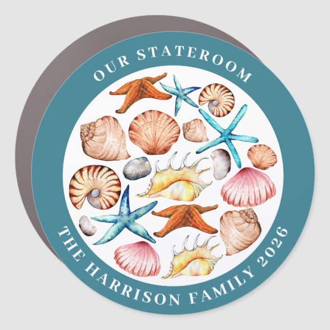 Cruise Seashells Decor Door Personalized Magnet (Front)