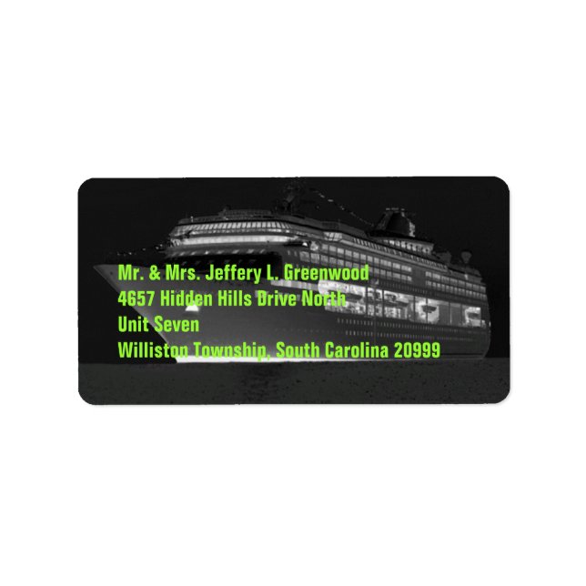 Cruise Ship Address Label (Front)