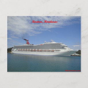 Cruise ship anchored in Roatan, Honduras Postcard