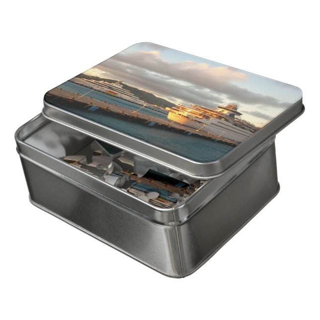 Cruise Ship and a Yacht Jigsaw Puzzle (Lid Open)