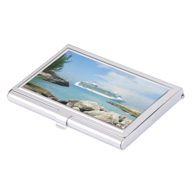 Cruise Ship at CocoCay Case For Business Cards (Front)