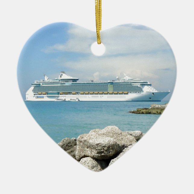 Cruise Ship at CocoCay Ceramic Ornament (Front)