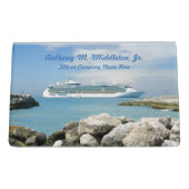 Cruise Ship at CocoCay CH1P Personalized Desk Business Card Holder (Back)