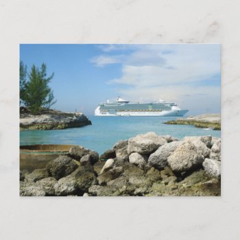Cruise Ship At Cococay Custom Postcard by CruiseReady at Zazzle