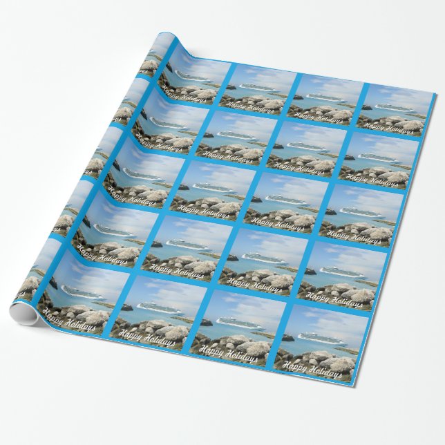 Cruise Ship at CocoCay Custom Wrapping Paper (Unrolled)