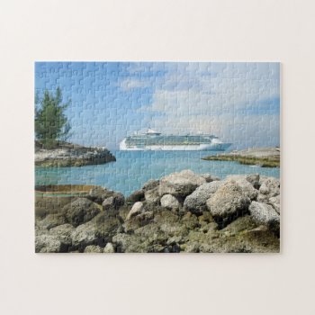 Cruise Ship At Cococay Jigsaw Puzzle by CruiseReady at Zazzle
