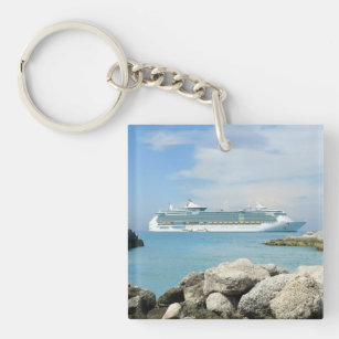 Cruise Ship at CocoCay Keychain