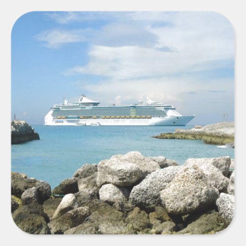 Cruise Ship at CocoCay Square Sticker