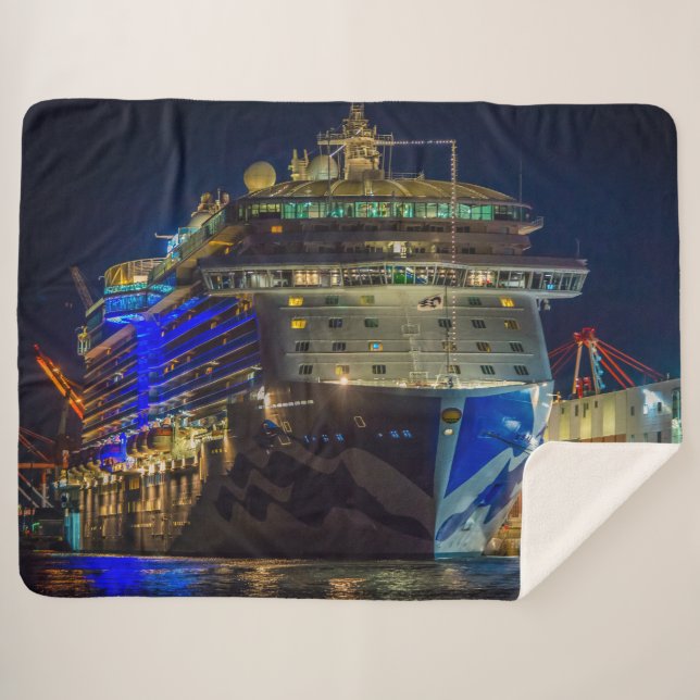 CRUISE SHIP at NIGHT Sherpa Blanket (Front (Horizontal))