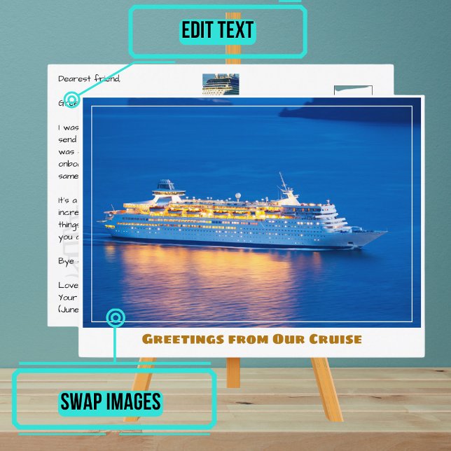 Cruise Ship at Sunset Postcard (Please enjoy our cruise ship postcard)