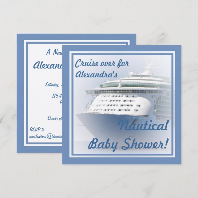 Cruise Ship Baby Shower Invitation (Front/Back)