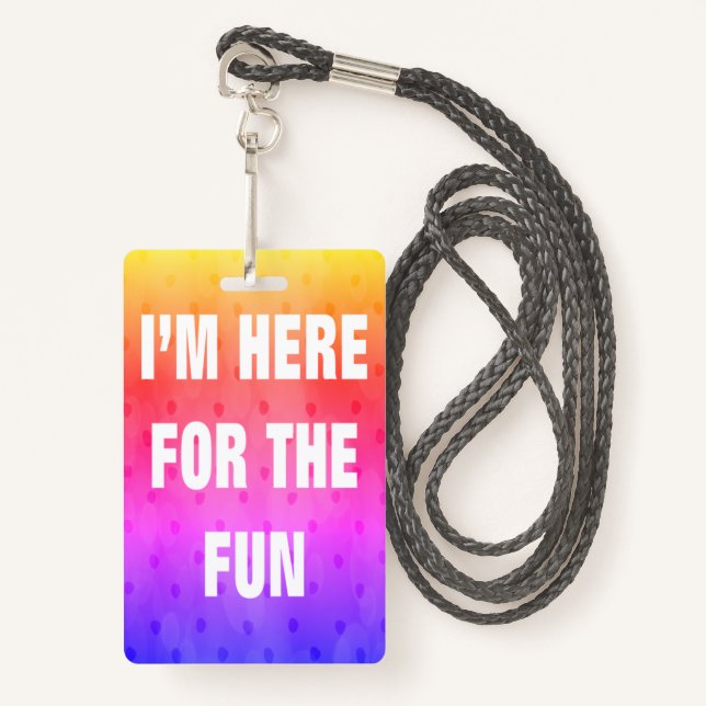 Cruise Ship Badge Lanyard Pink Here For The Fun (Front with Lanyard)