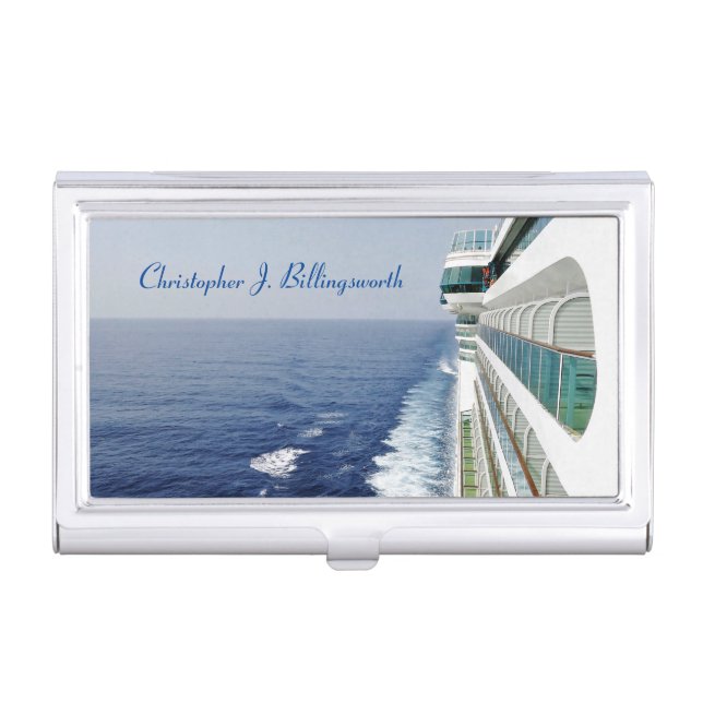 Cruise Ship Balconies Personalized Business Card Holder (Front)