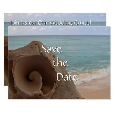 Cruise Ship Beach Wedding Save the Date Seashell Card Cruise Ship Beach Wedding Save the Date Seashell Card