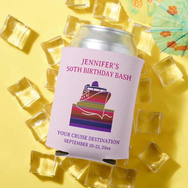 Cruise Ship Birthday Party Trip Favor Can Cooler (In Situ Summer)