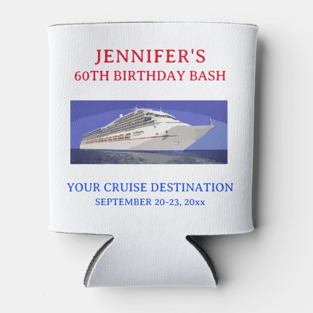 Cruise Ship Birthday Vacation Trip Travel Favor Can Cooler (Front)