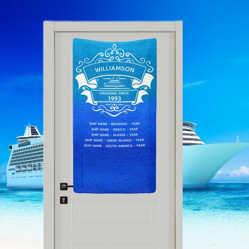 Cruise Ship Blue Travel Trip Monogrammed Door Banner