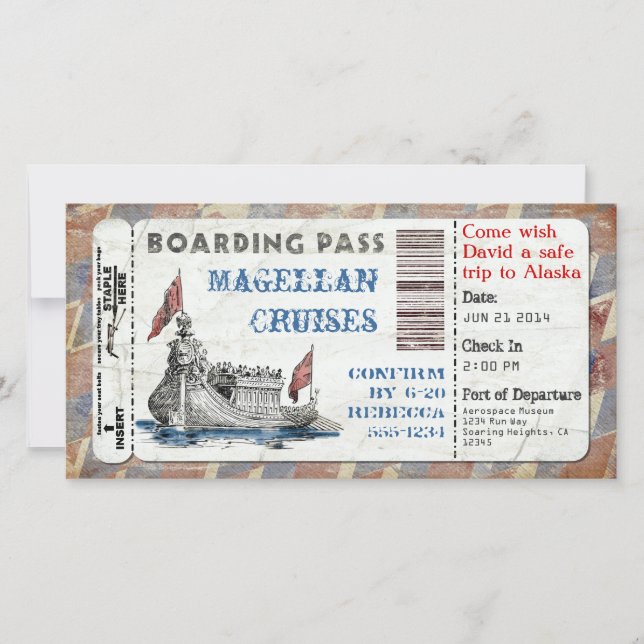 Cruise Ship Boarding Pass (Front)