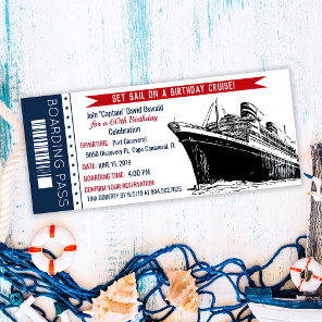 Cruise Ship Boarding Pass Birthday Invitation