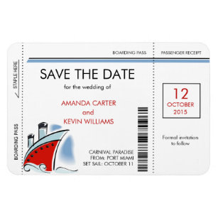 Cruise Ship Boarding Pass Save the Date Magnets