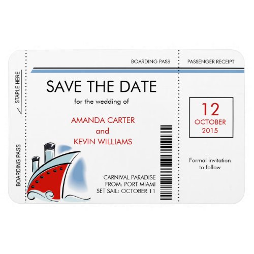 Cruise Ship Boarding Pass Save the Date Magnets