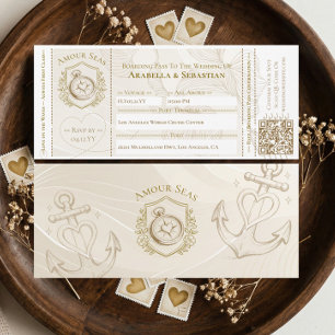 Cruise Ship Boarding ticket Destination Wedding Invitation