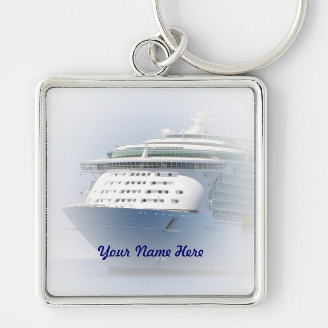 Cruise Ship Cameo with Name Keychain (Front)