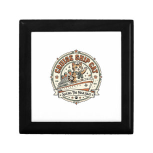 Cruise Ship Cat Cruise Ship Cat Vintage Vector Art Gift Box