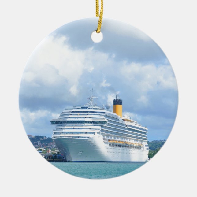 Cruise ship ceramic ornament (Front)