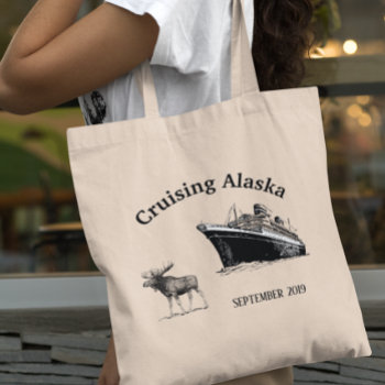 Cruise Ship Cruising Alaska Moose Custom Tote Bag by ColorFlowCreations at Zazzle