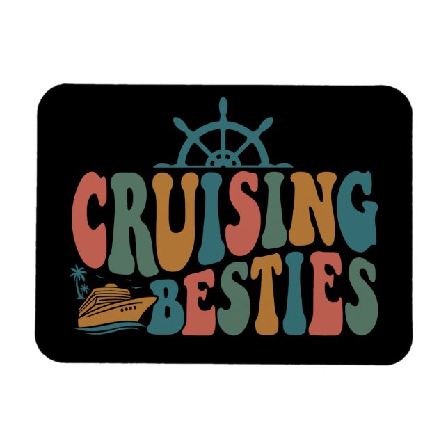 Cruise Ship Cruising Besties Vintage Travel Magnet (Horizontal)