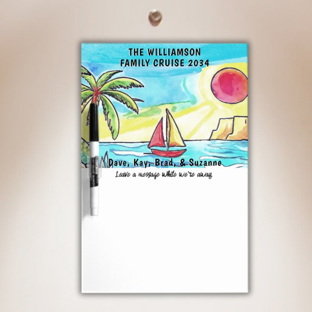 Cruise Ship Door Decor Tropical Custom Message Dry Erase Board (A message board for your cruise ship door to add a personal touch. Add a funny phrase for vacation.)