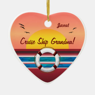 Cruise Ship Grandma - Personalized Heart Ceramic Ornament