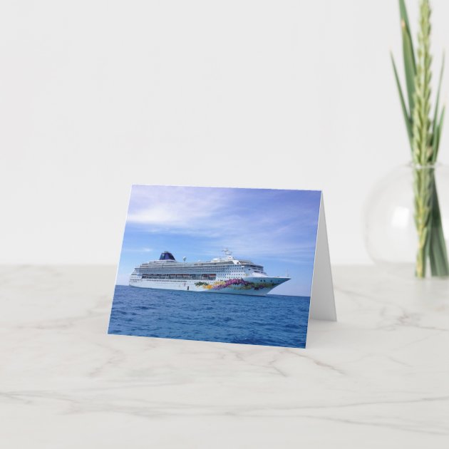 Artery8 Biglietto D'Auguri Con Nave Da Crociera Al Tramonto, Porto Rosso E Blu, 17,5x12,5 Cm, Interno Bianco, Con Busta