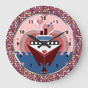 Cruise Ship Hearts Art Wall Clock