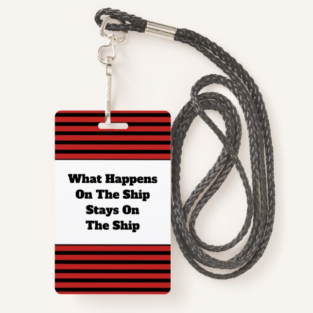 Cruise Ship Humor Vacation Cabin Key Lanyard Badge (Back with Lanyard)