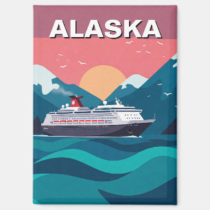 Cruise ship in Alaska Travel Abstract Magnet