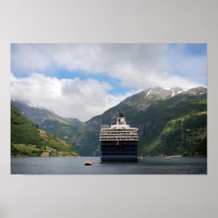 Cruise ship in Geirangerfjord poster