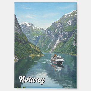 Cruise ship in Norway Fjord Magnet
