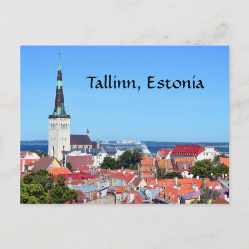 Cruise Ship in Tallinn Estonia Postcard