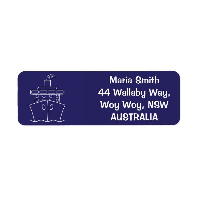 Cruise ship label (Front)