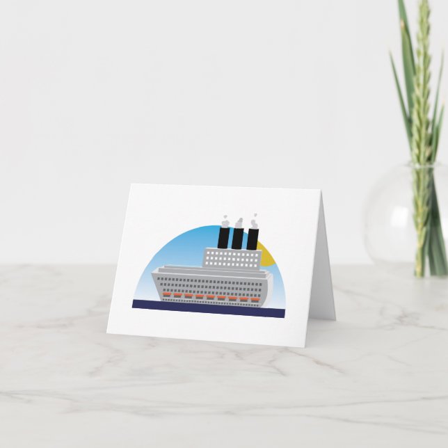 Cruise Ship Letterpress Thank You Card (Front)