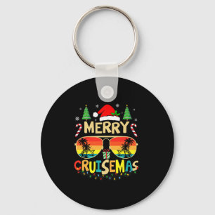 Cruise Ship Merry Christmas Lights Cruising Vacati Keychain