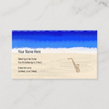 Cruise Ship Musician Alto Saxophone On Beach Business Card by tfbaccompmusicians at Zazzle